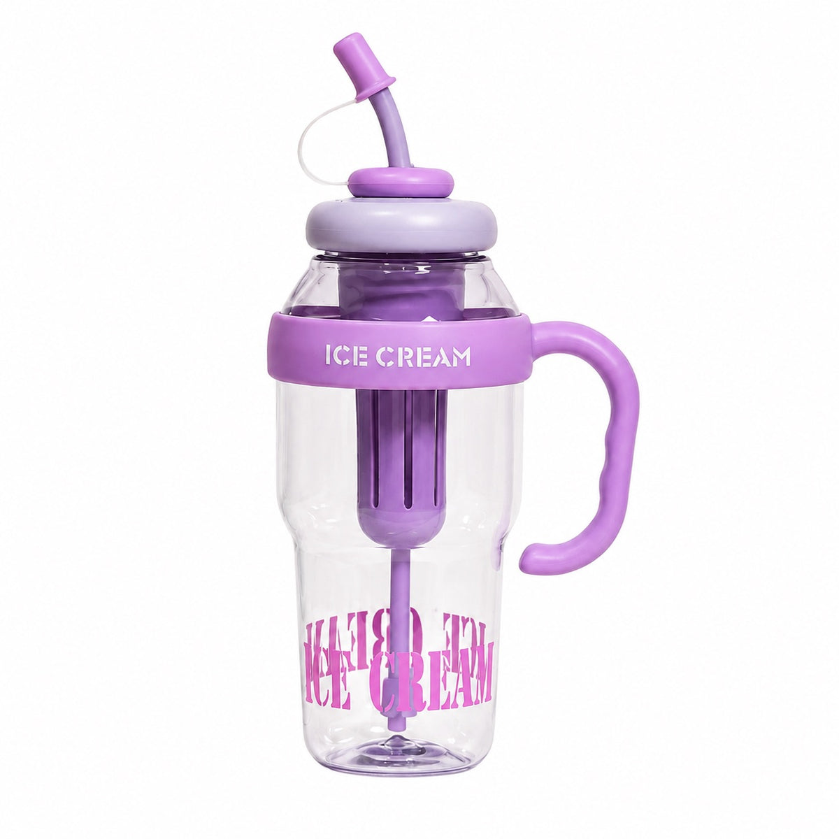 1200ML ice cream detox water bottle with straw and fruit infuser in Lilac purple