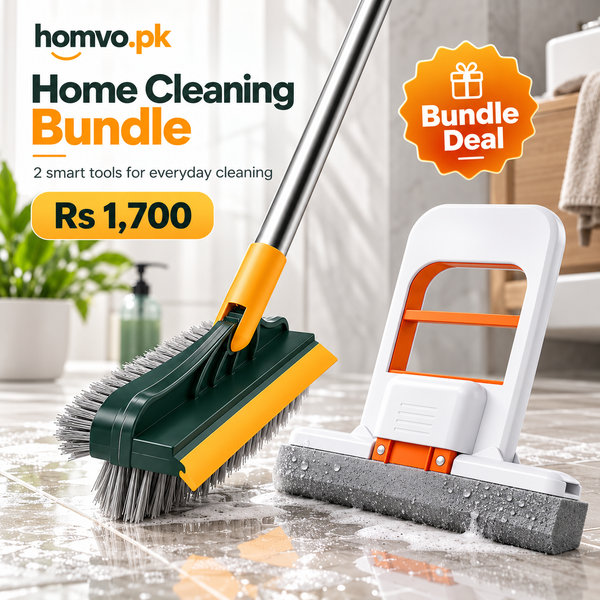Floor Duo bundle: 3 in 1 floor scrub brush and hands-free mini mop