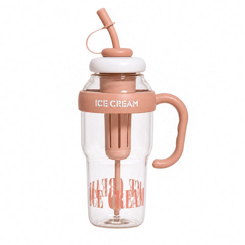 1200ML ice cream detox water bottle with straw and fruit infuser in Peach