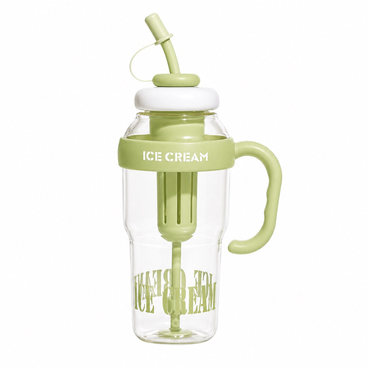1200ML ice cream detox water bottle with straw and fruit infuser in Pistachio green