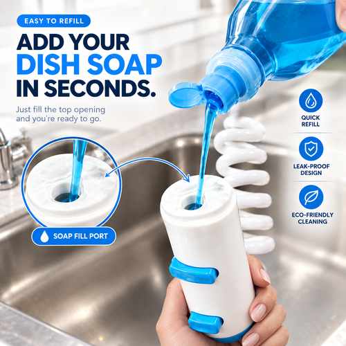 Tap extender in foam mode dispensing dish soap through the spray head